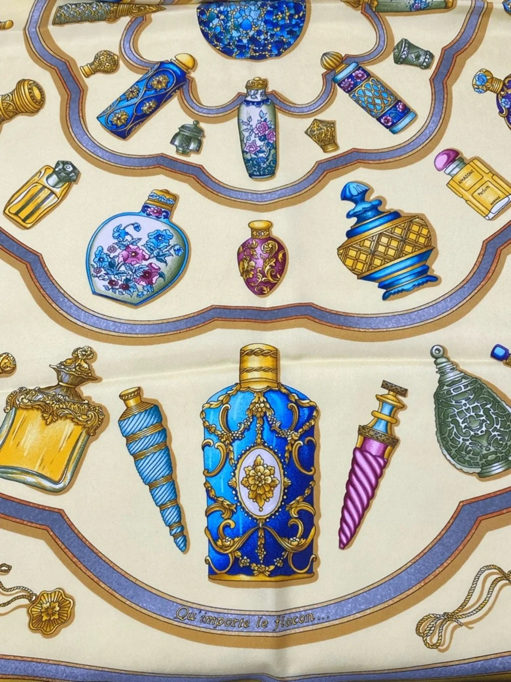 Hermes Vintage Silk Scarf Carre 90 Flacons Catherine Baschet Yellow - Picture 12 of 16